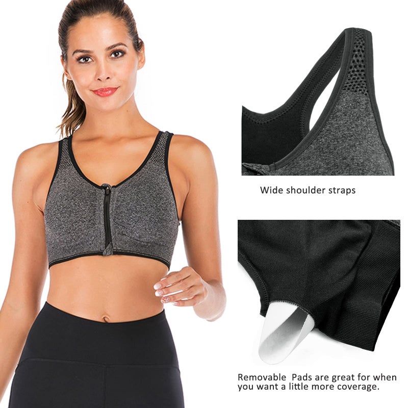 YEYELE Medium Support and Removable Pad Tank Top Racerback Post Surgery Sports Bras for Women - Image 3